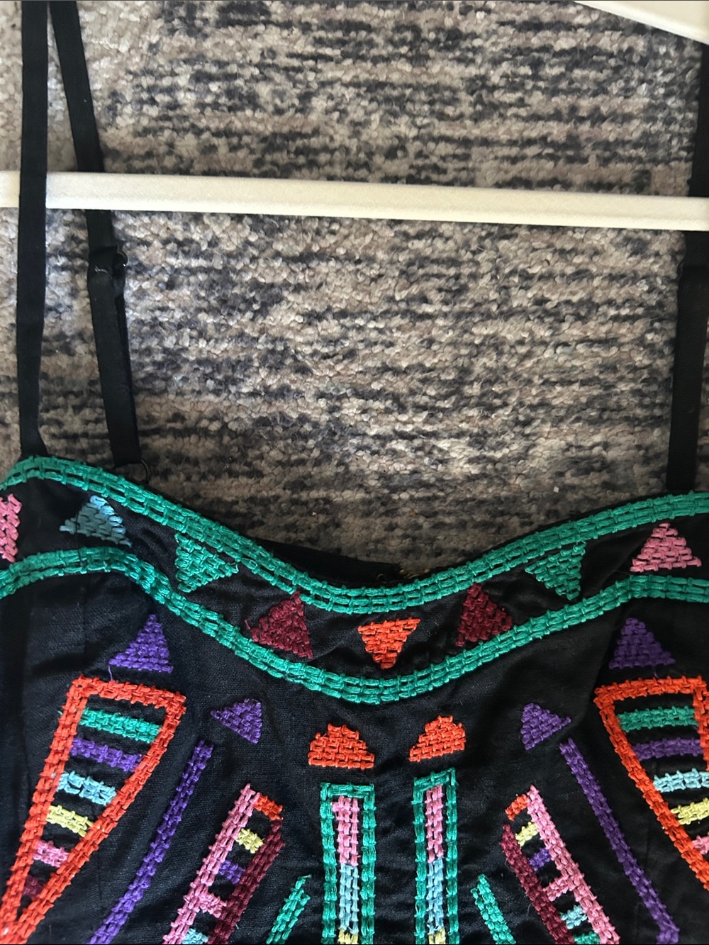 Staring at Stars Black Mini Dress with Multicolor Embroidered Bodice - Picture 3 of 6